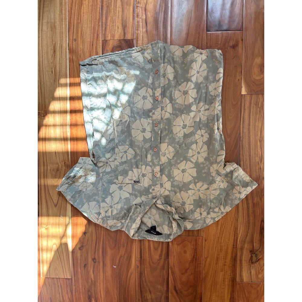 RVCA Floral Print Button-Up Shirt - Men's Large - Khaki/Green Gray